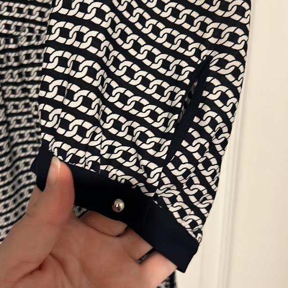 NWOT Banana Republic dress - navy/white pattern w/ detachable belt, 14. - Picture 6 of 8